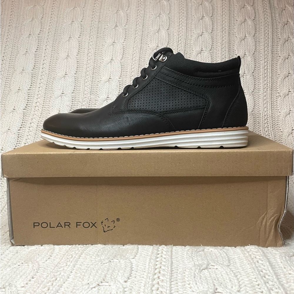 Polar Fox Sanders Memory Foam Mid-Top Perforated Casual Chukka Sneakers in Black